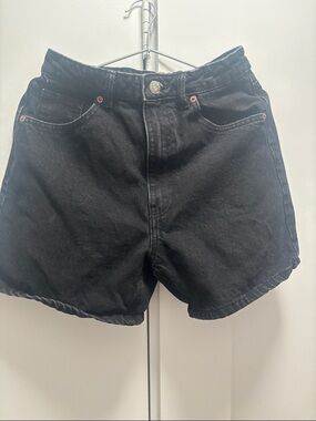 Zara Black High-Waist Denim Shorts